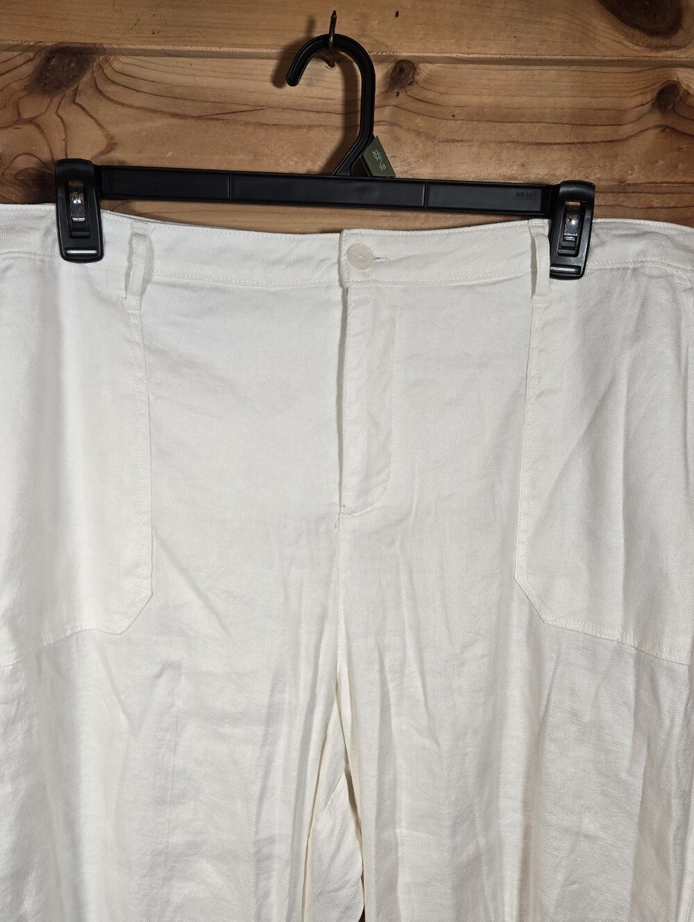 NYDJ Linen Blend Cropped Pants Women's 18W White Lift Tuck Beach Coastal Resort